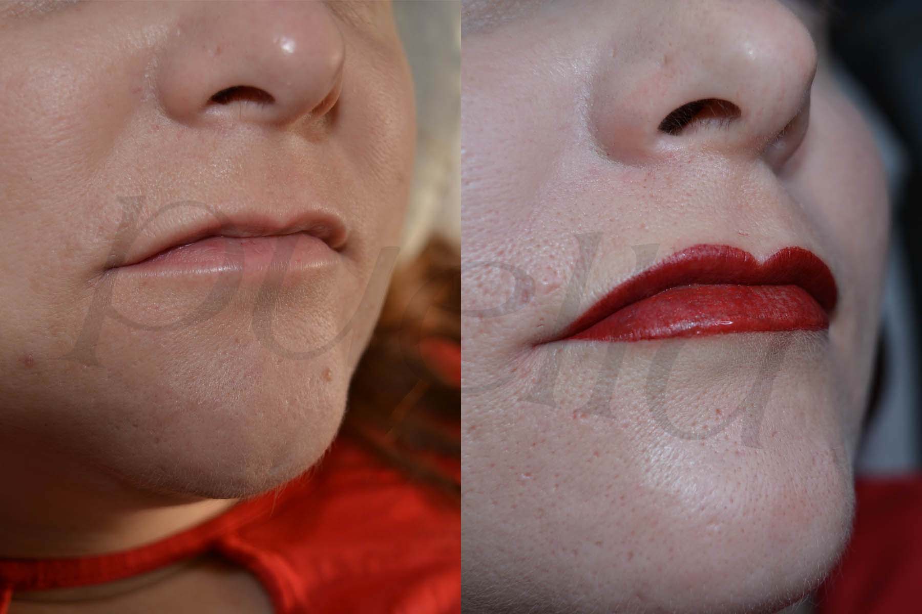 Permanent makeup by Puella Beauty - lips before and after