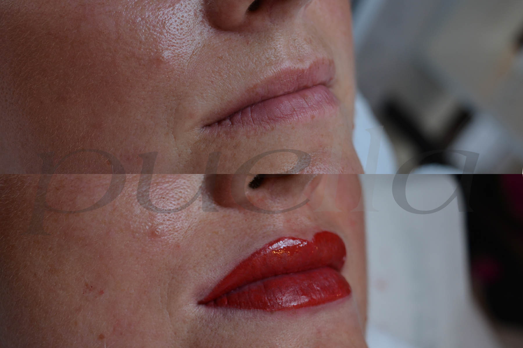 Permanent makeup by Puella Beauty - lips before and after image