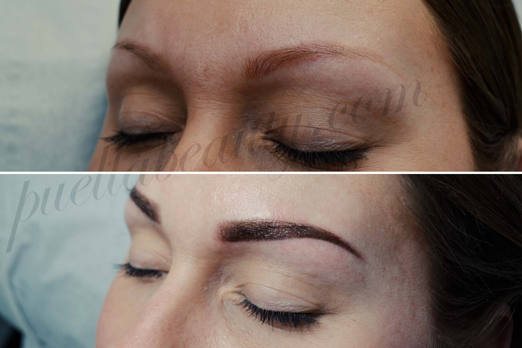 Eyebrows tattoo - before and after