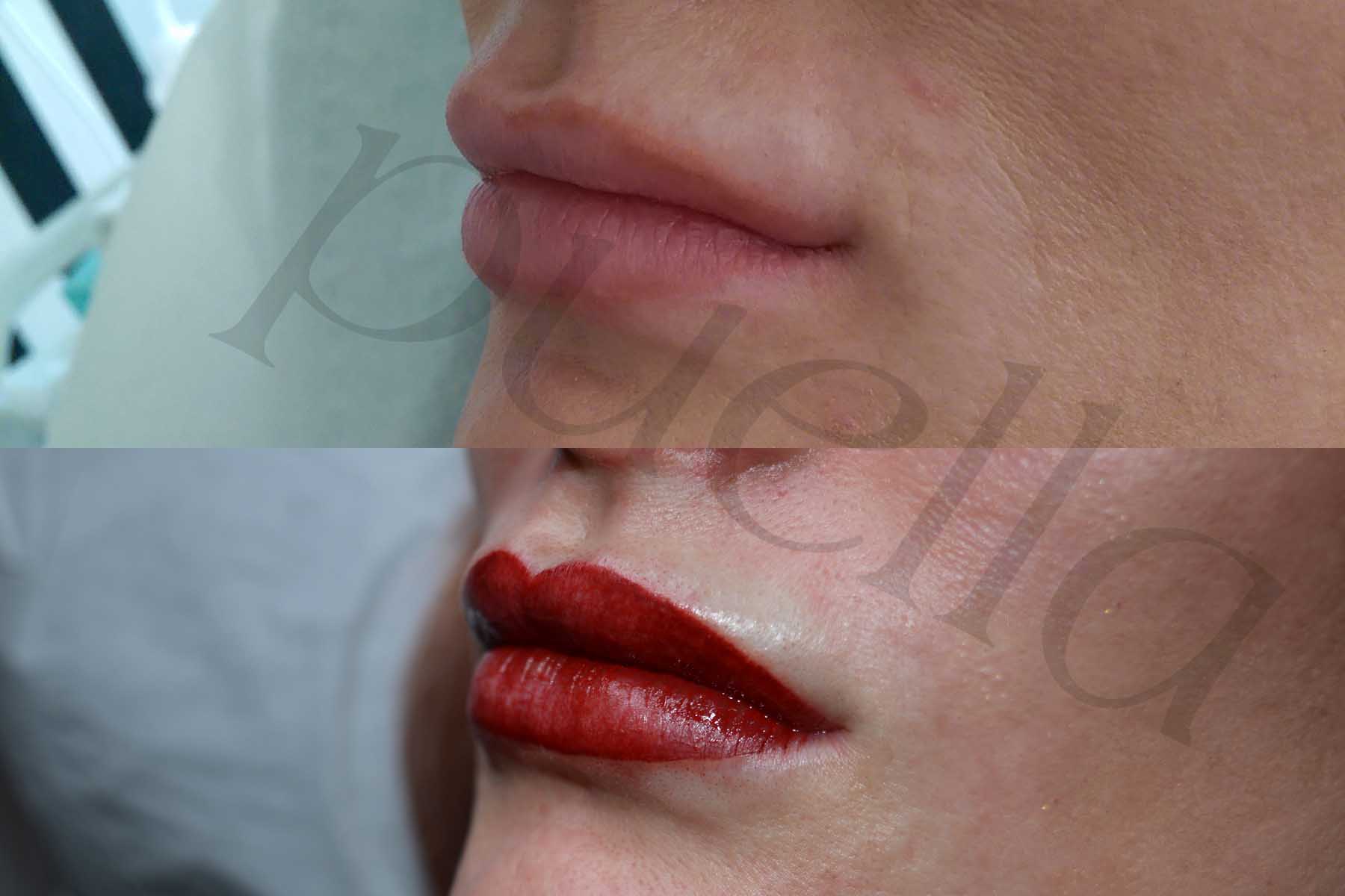 Permanent makeup by Puella Beauty - lips before and after