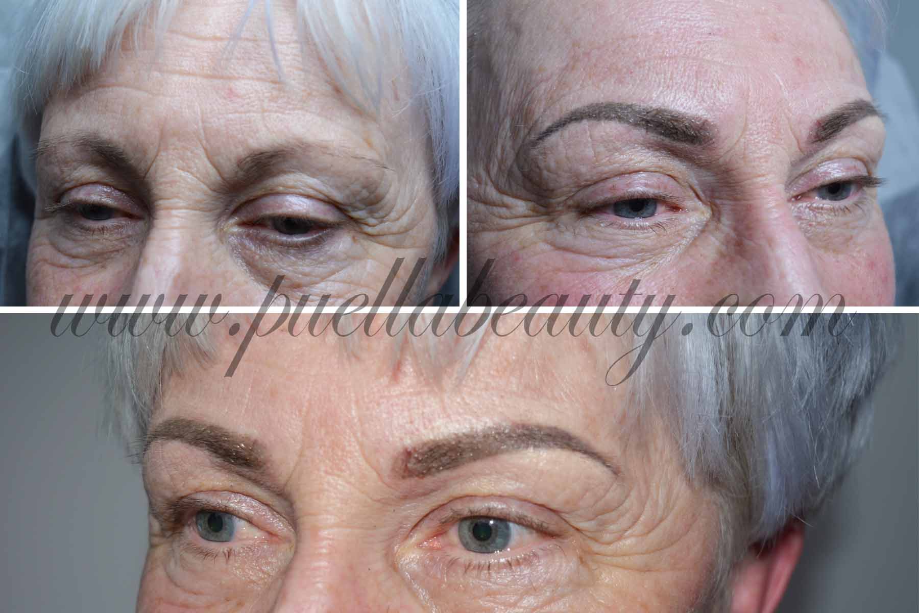 Eyebrows permanent makeup - before and after