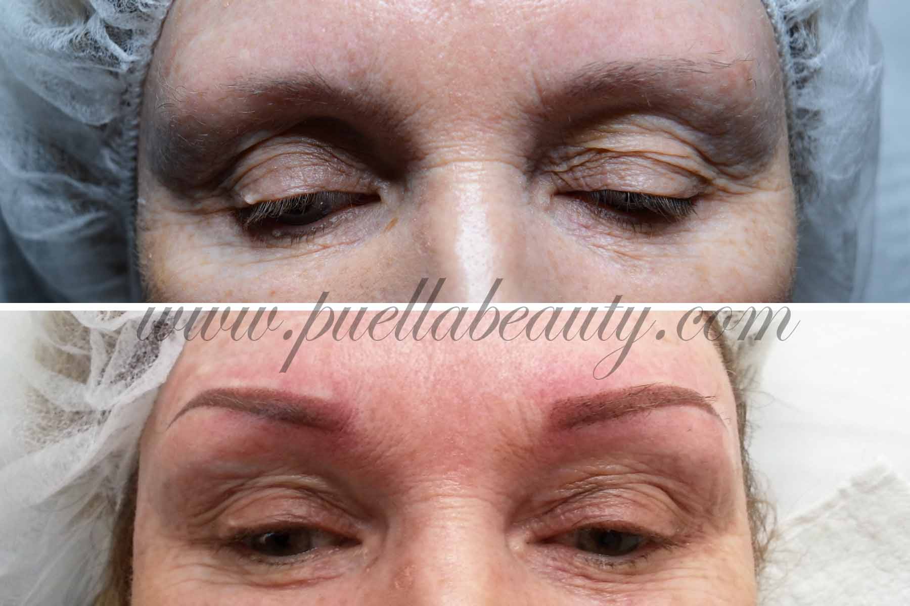 Eyebrows tattoo makeup - before and after